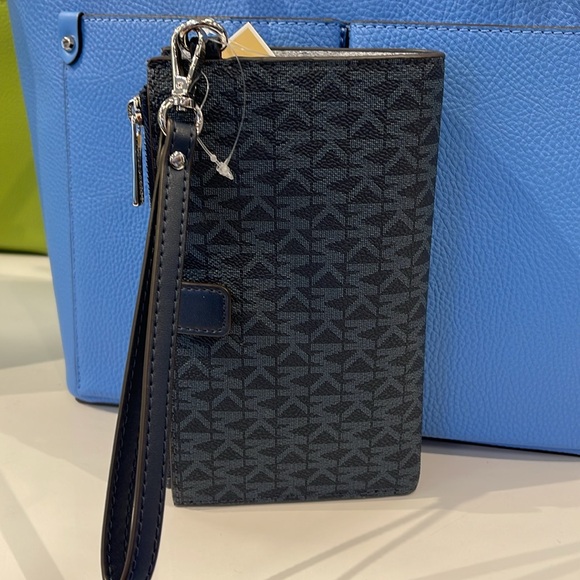 Michael Kors Jet Set Travel Large Double-Zip Wristlet-Wallet-PhoneHolder Admiral - Picture 5 of 16